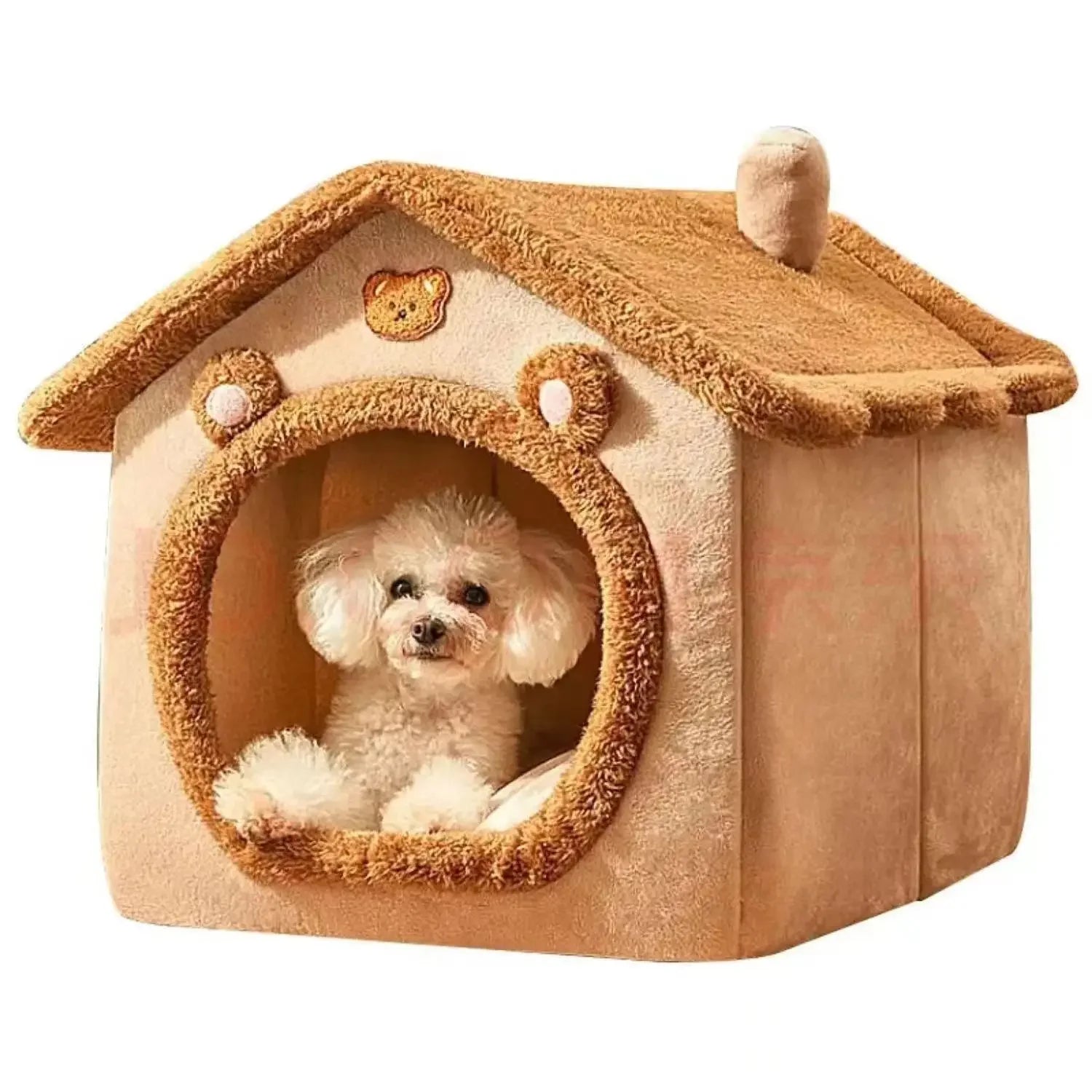 Indoor Warm Dog House Tent Bed for Small Dogs & Cats – Removable Washable Cushion All-Season Pet Kennel