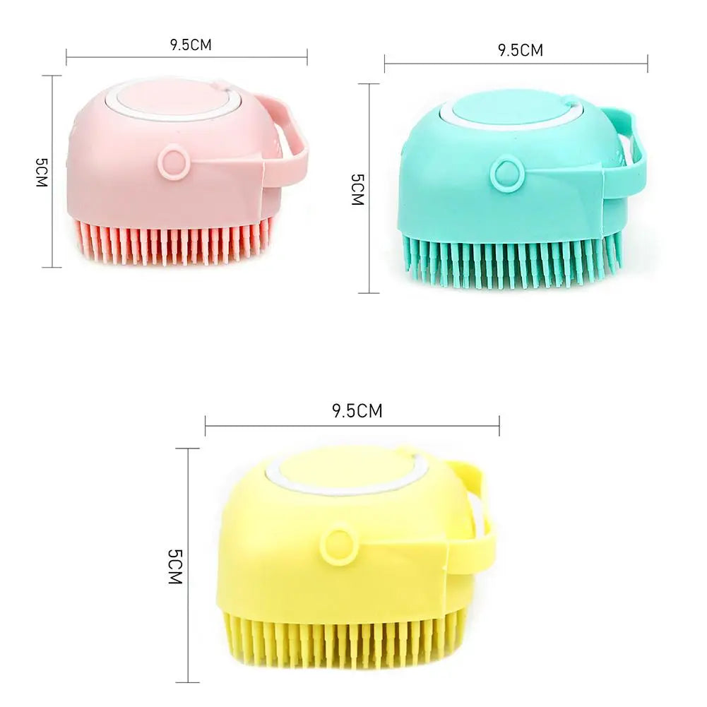 Pet Shampoo Brush 80ml | Silicone Dog & Cat Bath Massage Scrubber 2-in-1 Grooming Tool