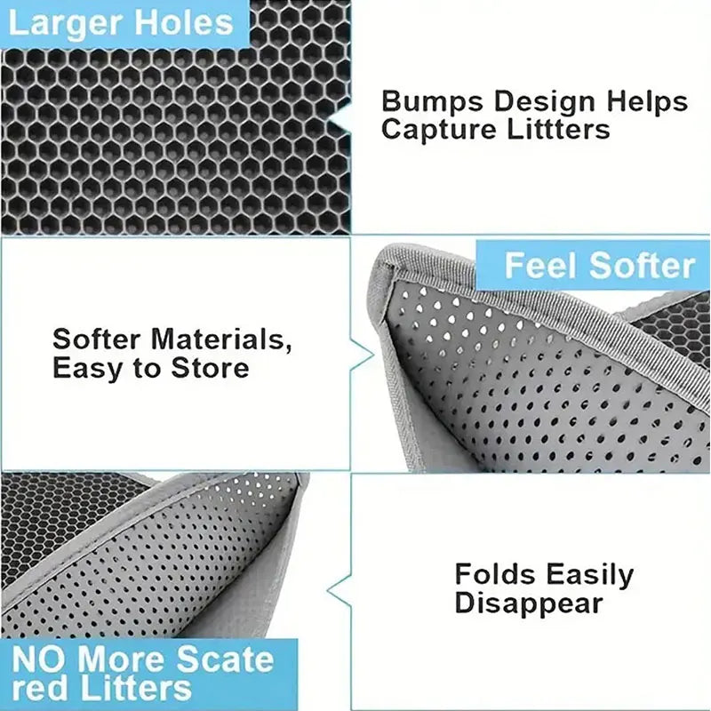 Waterproof Double Layer Cat Litter Mat – EVA Litter Trapping Pad with Non-Slip Design for Cat Litter Boxes