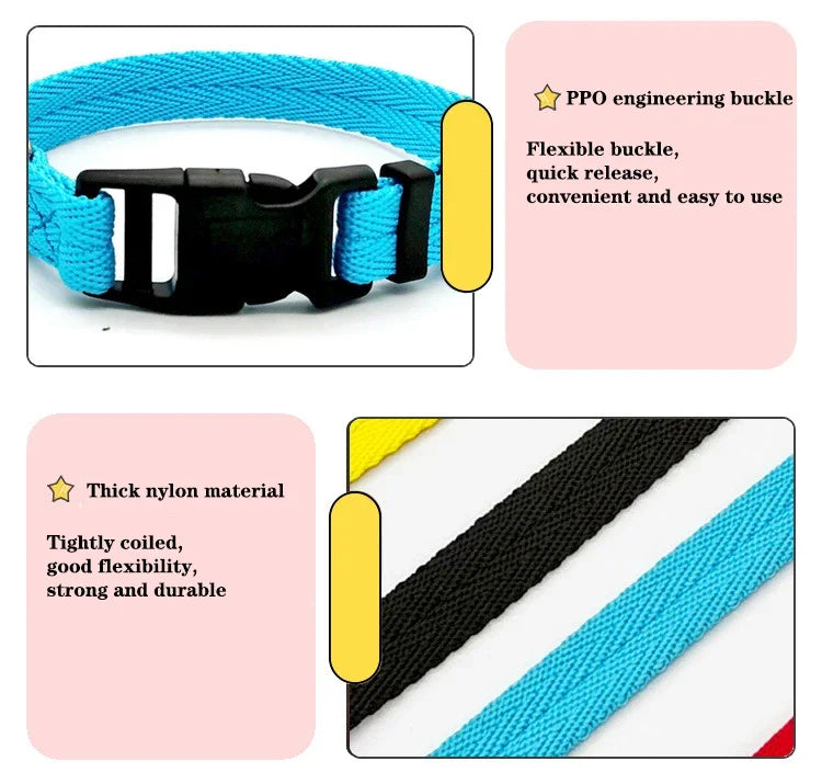 Solid Color Dog Collar for Small and Medium Dogs | Quick Release Adjustable Puppy Training Collar for Teddy Bichon Cats