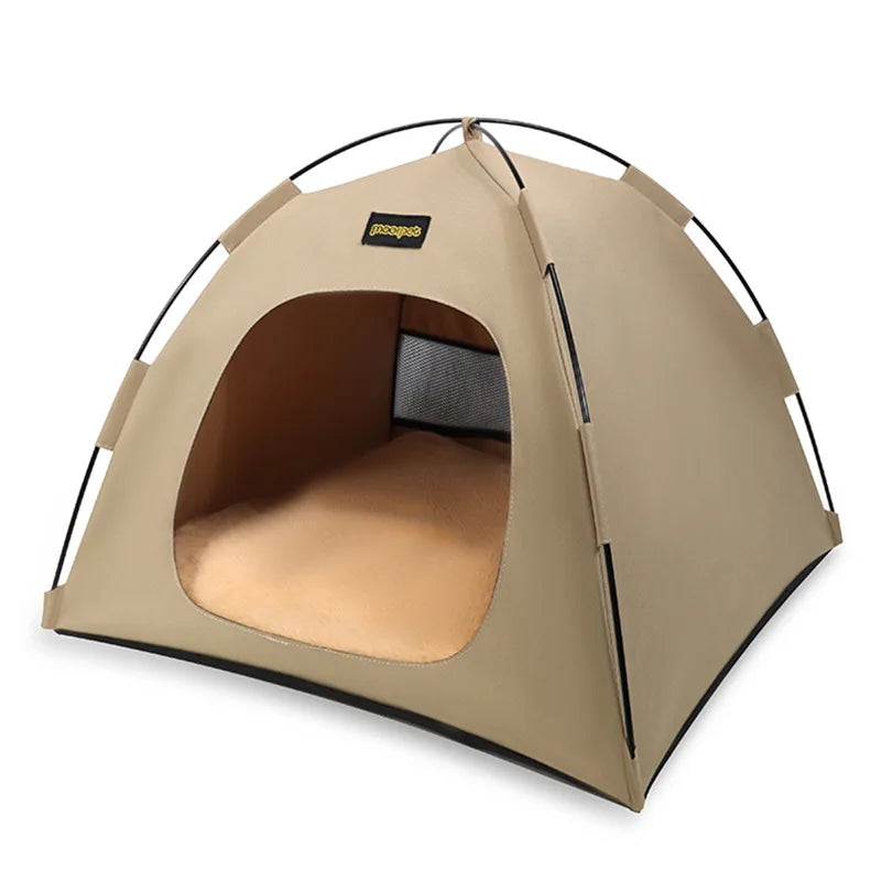Tent Shape Cat Bed – Foldable Portable Pet Tent House with Soft Cushion, Breathable Cat & Dog Bed for Indoor, Outdoor Travel and Camping