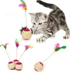 Interactive Sisal Cat Scratching Ball with Feather Toy – Natural Claw Grinder & Training Toy for Kittens and Cats