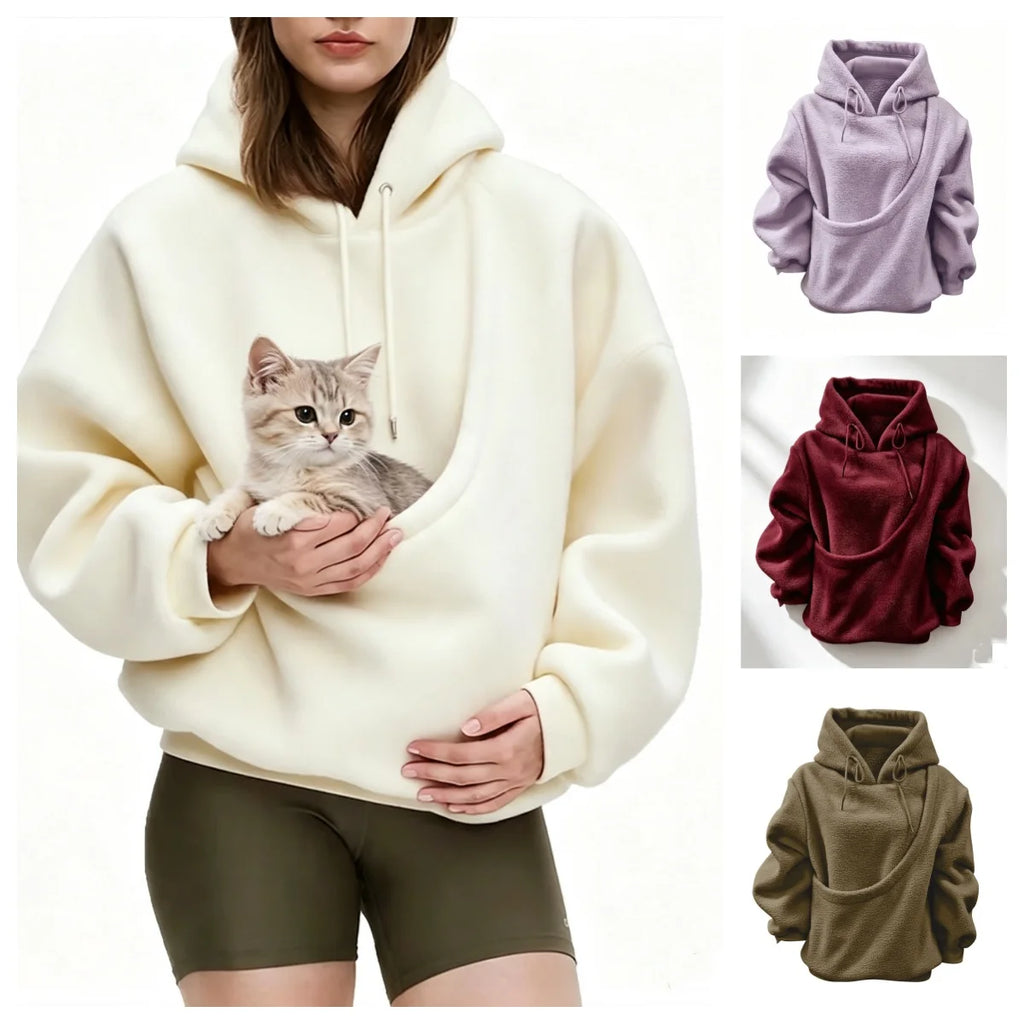 Unisex Pet Carrier Hoodie Cat Dog Bag Long Sleeve Sweatshirt Multiple Colors Plush Daily Wear Fashion Velvet  Winter Outwear