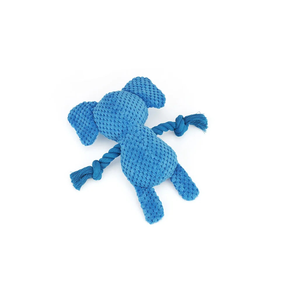 Cute Animal Rope Dog Toy – Plush Squeaky Knot Chew Toy for Puppies and Dogs (Rabbit Monkey Cartoon)
