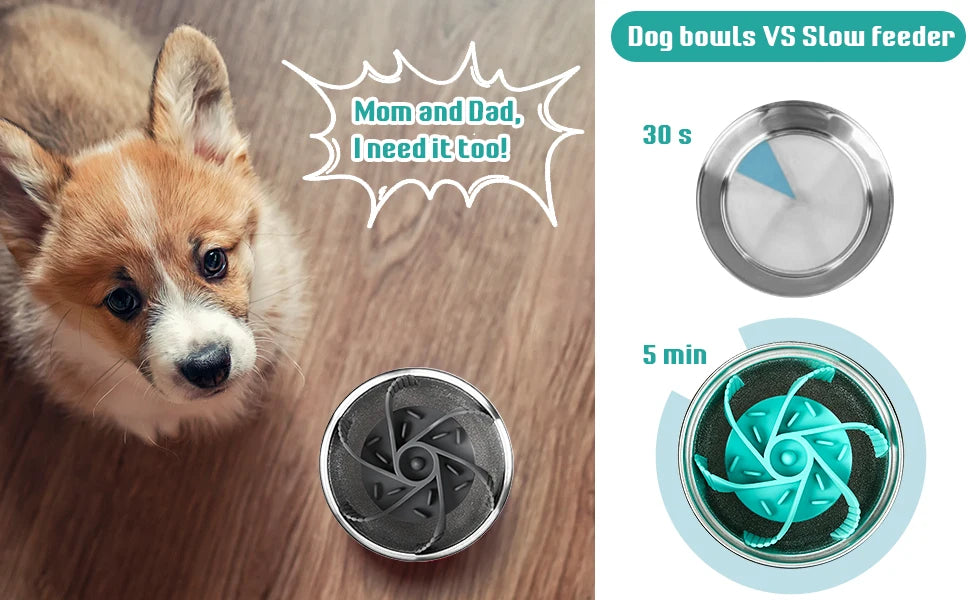 Silicone Slow Feeder Insert for Dog Bowl – Suction Cup Anti-Choking Feeding Aid