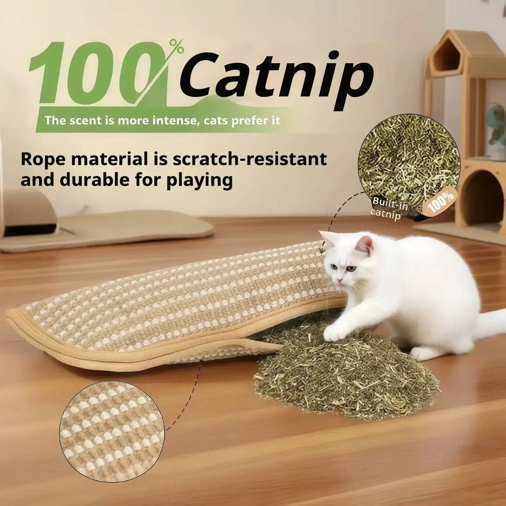 Interactive Cat Scratcher Toy with Catnip Pillow – Sisal Scratching Post, Claw Grinder & Chew Bite Toy for Kittens and Indoor Cats