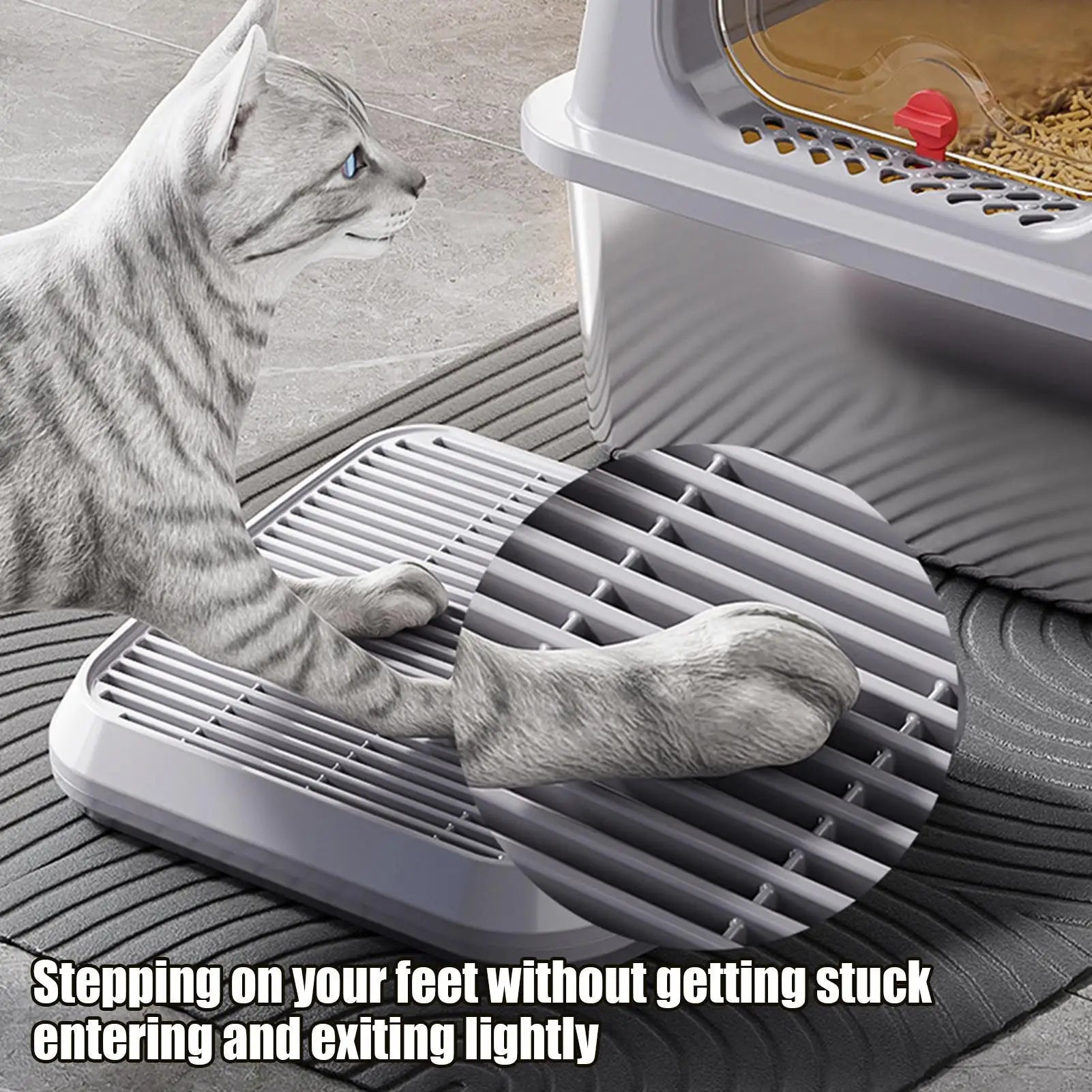 Cat Litter Box Step and Litter Catcher Ramp – Anti-Tracking Non-Slip Litter Mat with Filter Function for Easy Cleaning