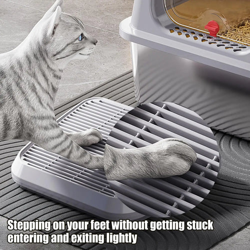 Cat Litter Box Step and Litter Catcher Ramp – Anti-Tracking Non-Slip Litter Mat with Filter Function for Easy Cleaning