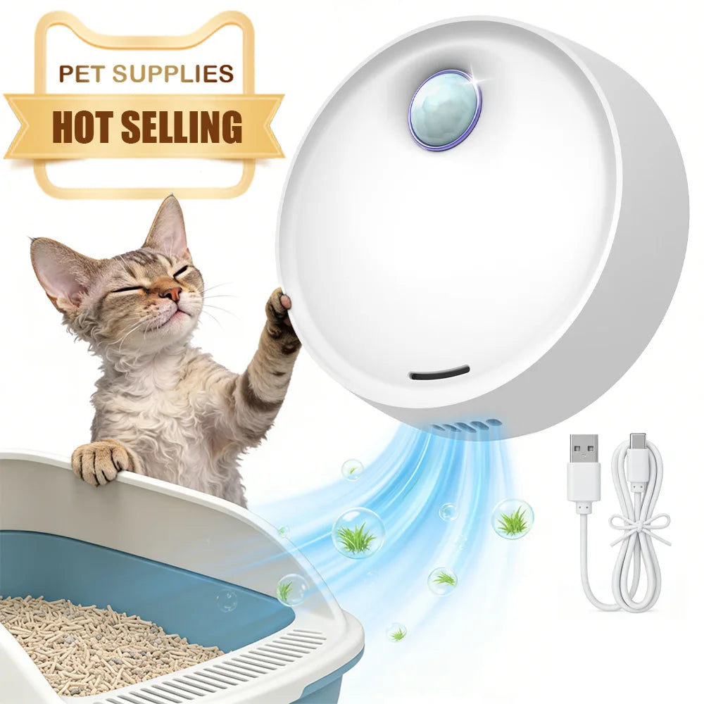 Smart Pet Odor Purifier Auto Sensor Cat Litter Box Deodorizer – Silent Rechargeable Air Freshener for Pets, Toilets & Shoe Cabinets (3000mAh)