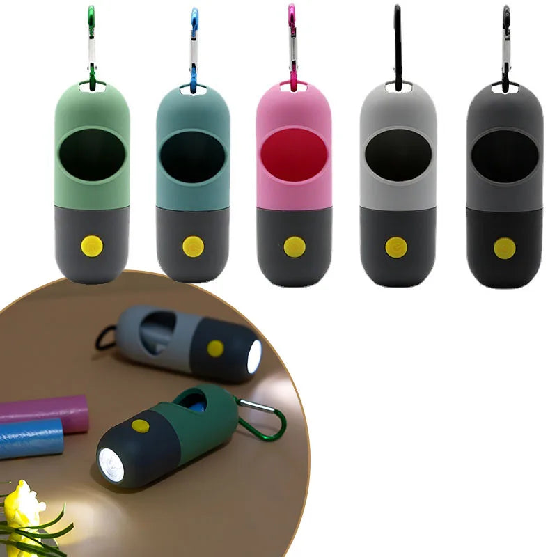 LED Dog Poop Bag Dispenser with Light – Portable Pet Waste Bag Holder