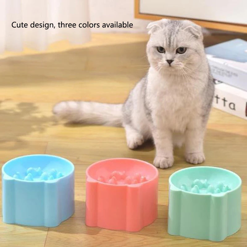 Cat Slow Feeder Bowl – Anti-Choking Neck Protection Feeding Dish for Cats & Small Dogs