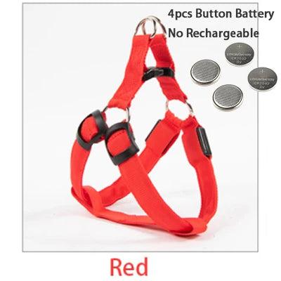 LED Dog Harness USB Rechargeable – Adjustable Flashing No Pull Safety Harness with Reflective Lights for Small, Medium & Large Dogs