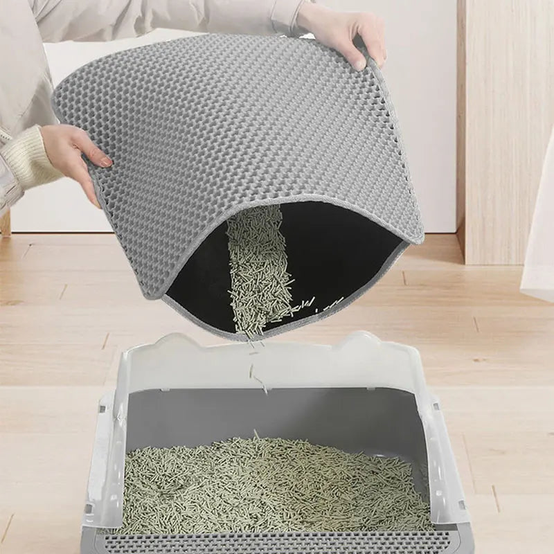 Waterproof Double Layer Cat Litter Mat – EVA Litter Trapping Pad with Non-Slip Design for Cat Litter Boxes