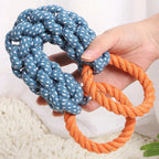 Double Ring Cotton Blend Dog Rope Toy – Durable Bite Resistant Tug and Teeth Cleaning Chew Toy for Medium and Large Dogs