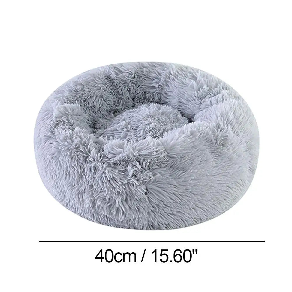 Warm Faux Fur Calming Donut Pet Bed for Cats & Small Dogs – Washable Plush Sleeping Cushion