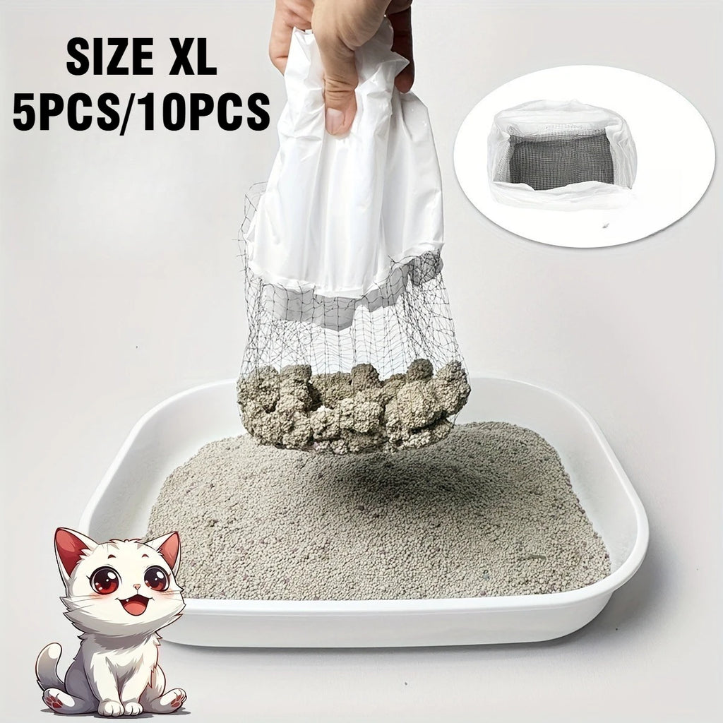 5PCS/10PCS Washable Cat Litter Filters for Litter Box Liners – Reusable Cat Litter Net Bags, Easy-Clean Pet Litter Box Accessories XL