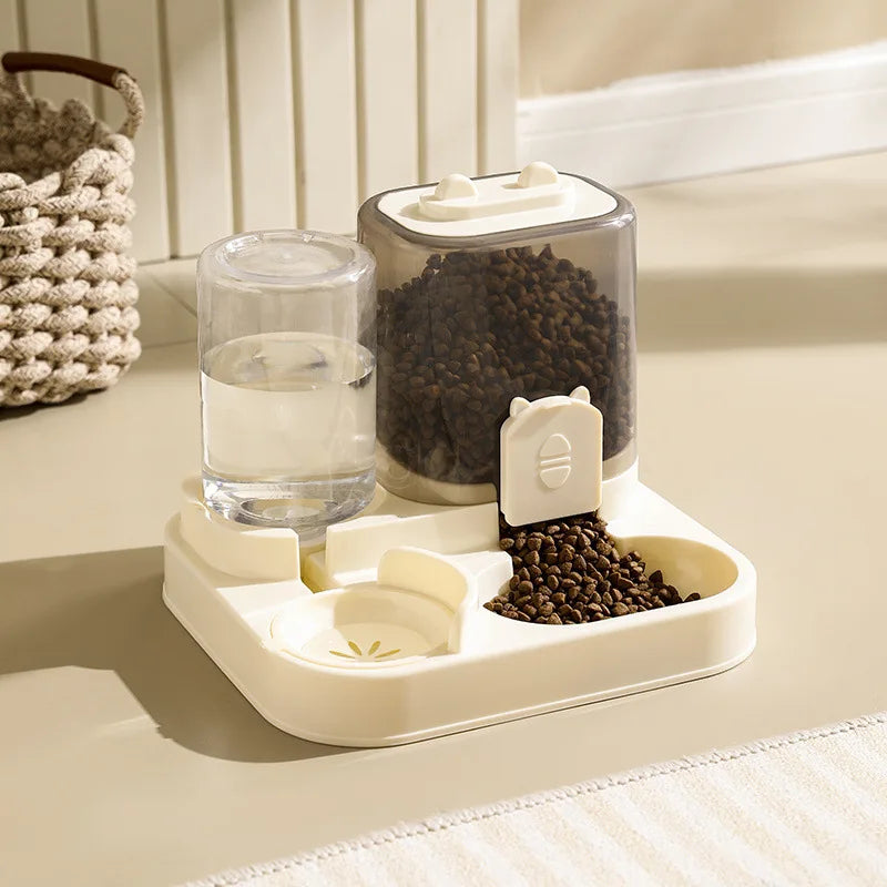 Automatic Cat & Dog Feeder with Water Fountain – Dual Bowl Spill-Proof Gravity Food Dispenser for Small, Medium & Large Pets