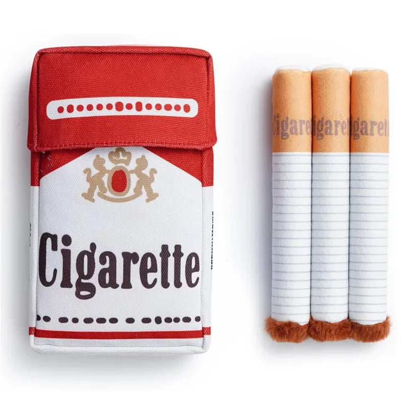 Funny Cigarette Plush Dog Toy – Interactive Squeaky Chew & Teething Toy