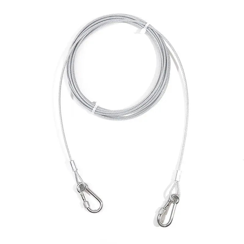 Double-Headed Dog Tie Out Cable Leash – Heavy Duty Steel Wire Outdoor Training Traction Rope