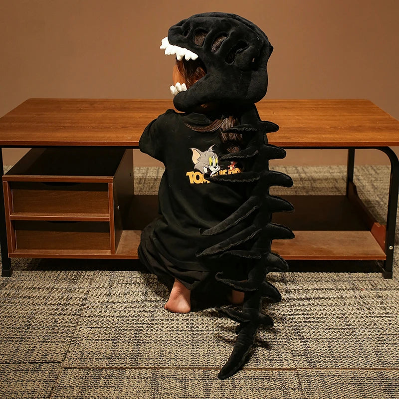 Realistic Dinosaur Skeleton Costume Set – Plush Headgear & Dress-Up Accessory
