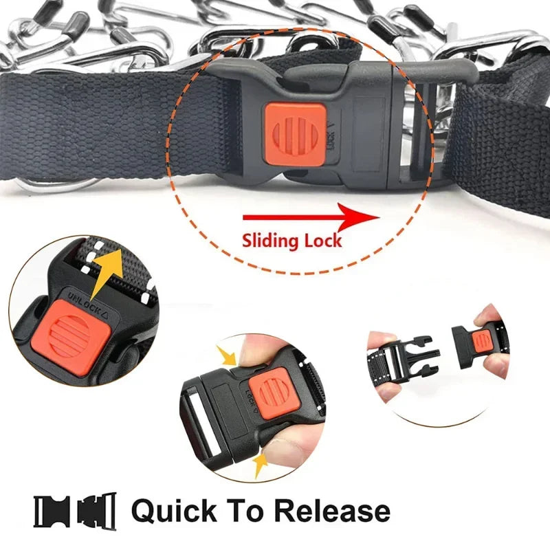 Dog Training Prong Collar with Quick Release Buckle and Nylon Cover | Adjustable Stainless Steel Pinch Collar for Small Medium Large Dogs