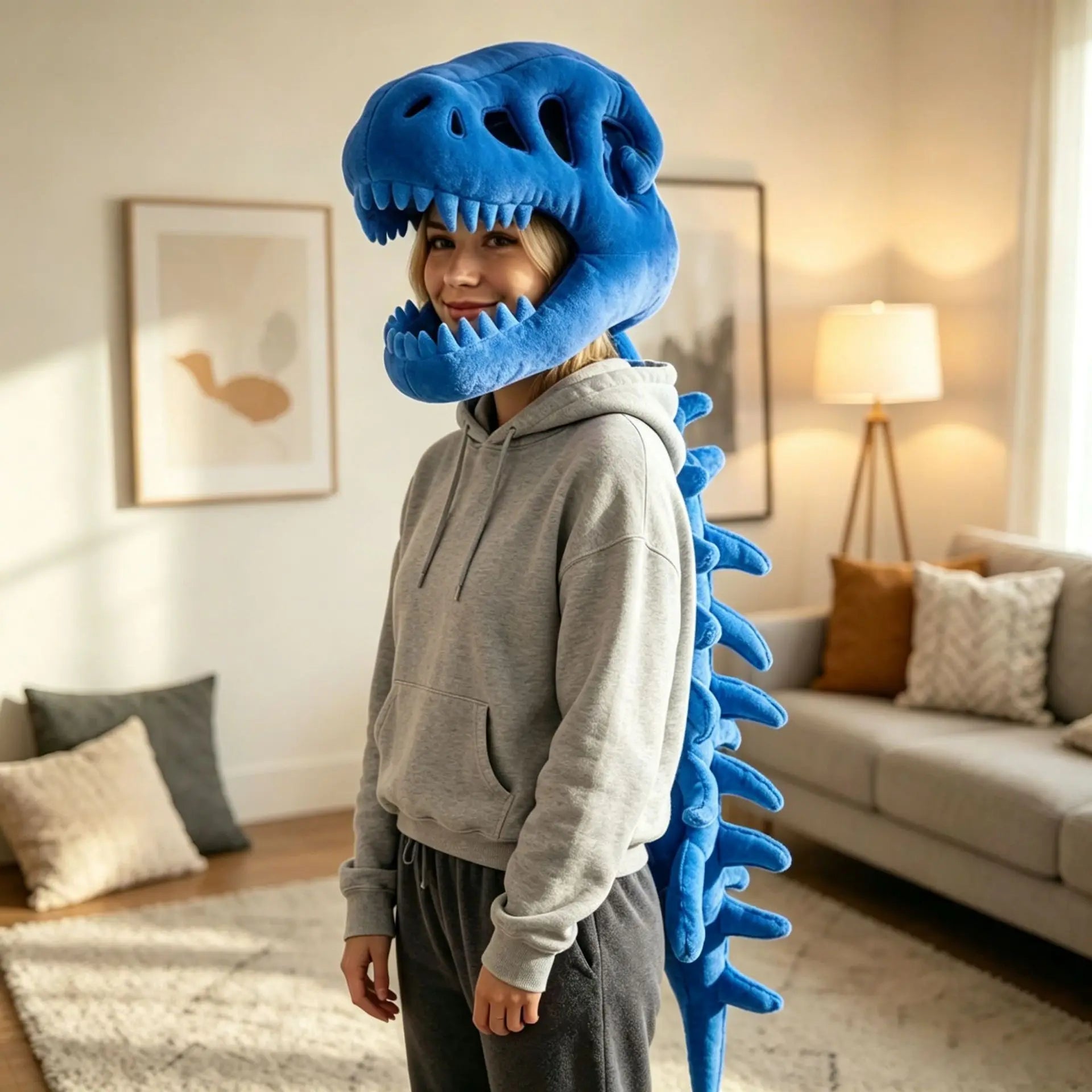 Funny T-Rex Skeleton Plush Hat – Dinosaur Bone Fossil Costume Headwear