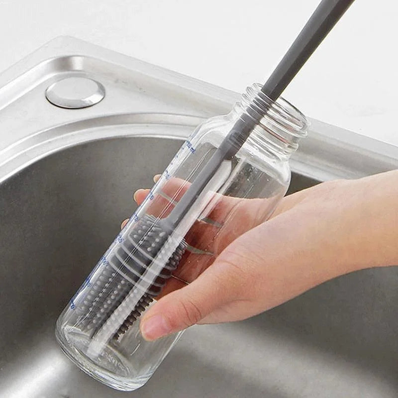Silicone Bottle Cleaning Brush with Long Handle – Cup, Glass & Baby Bottle Scrubber Kitchen Cleaning Tool