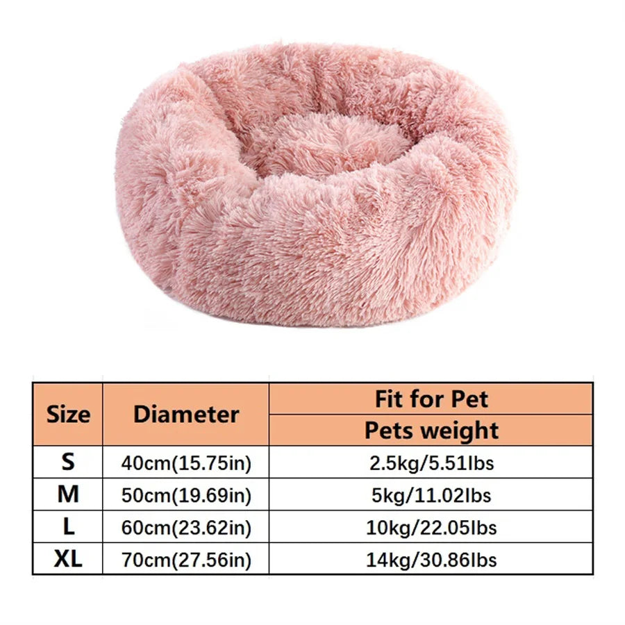 Soft Faux Fur Calming Donut Pet Bed for Cats & Dogs – Warm Washable Round Sleeping Cushion