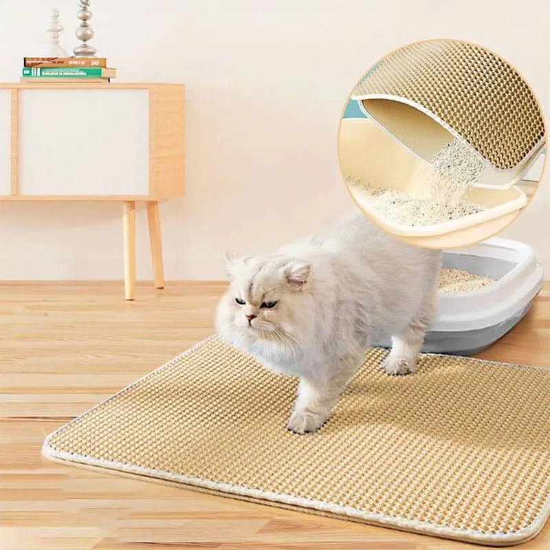 Waterproof Double Layer Cat Litter Mat – EVA Litter Trapping Pad with Non-Slip Design for Cat Litter Boxes