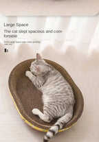 Oval Cat Scratching Board Bed – Corrugated Cardboard Cat Scratcher for Claw Grinding, Sleeping & Furniture Protection
