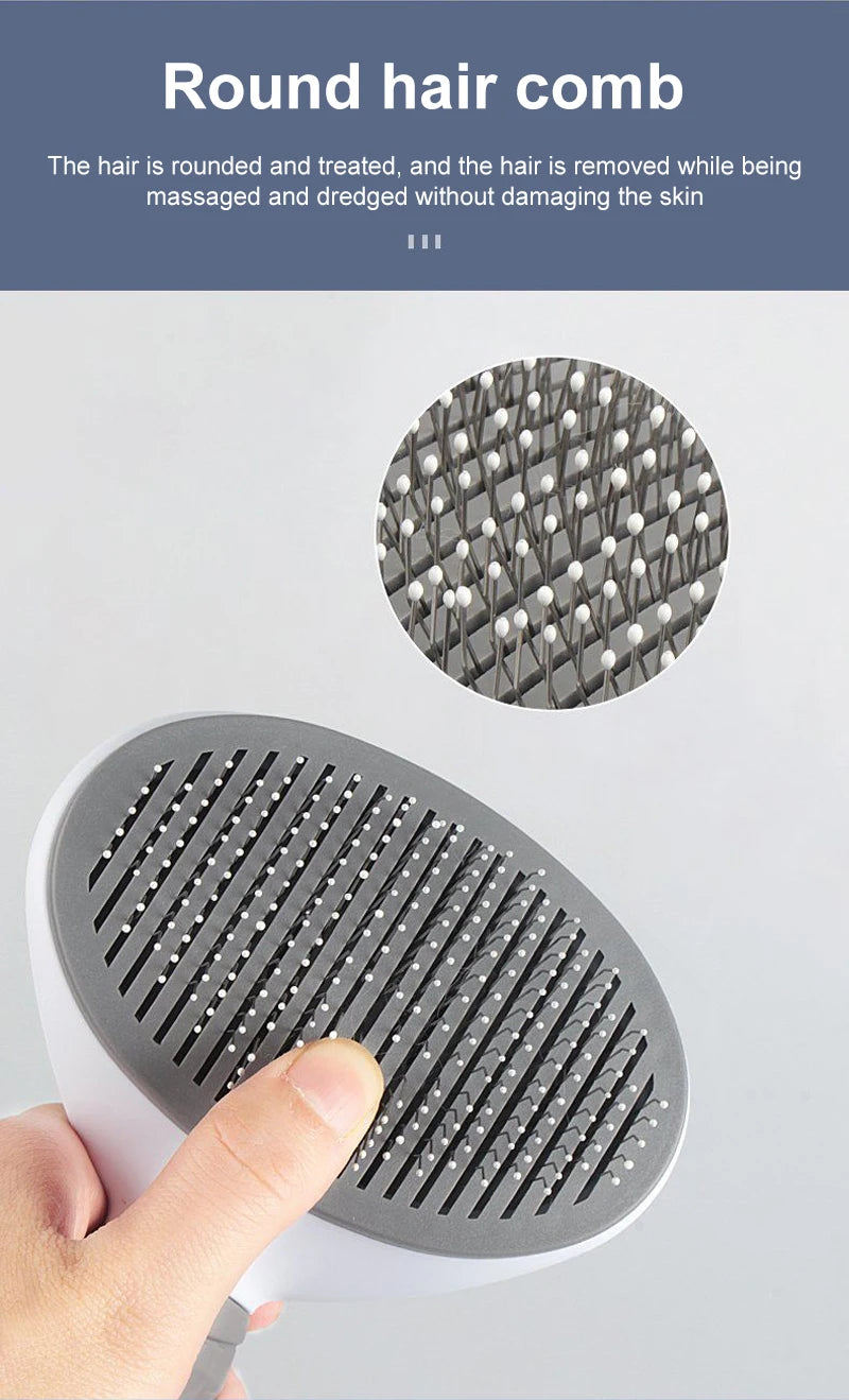 Dog & Cat Grooming Brush – Stainless Steel Pet Hair Remover & Deshedding Comb