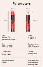 ROJECO Electric Pet Nail Grinder – Rechargeable Dog & Cat Nail Trimmer with LED Light, 7-Speed Adjustable Quiet Paw Grooming Tool