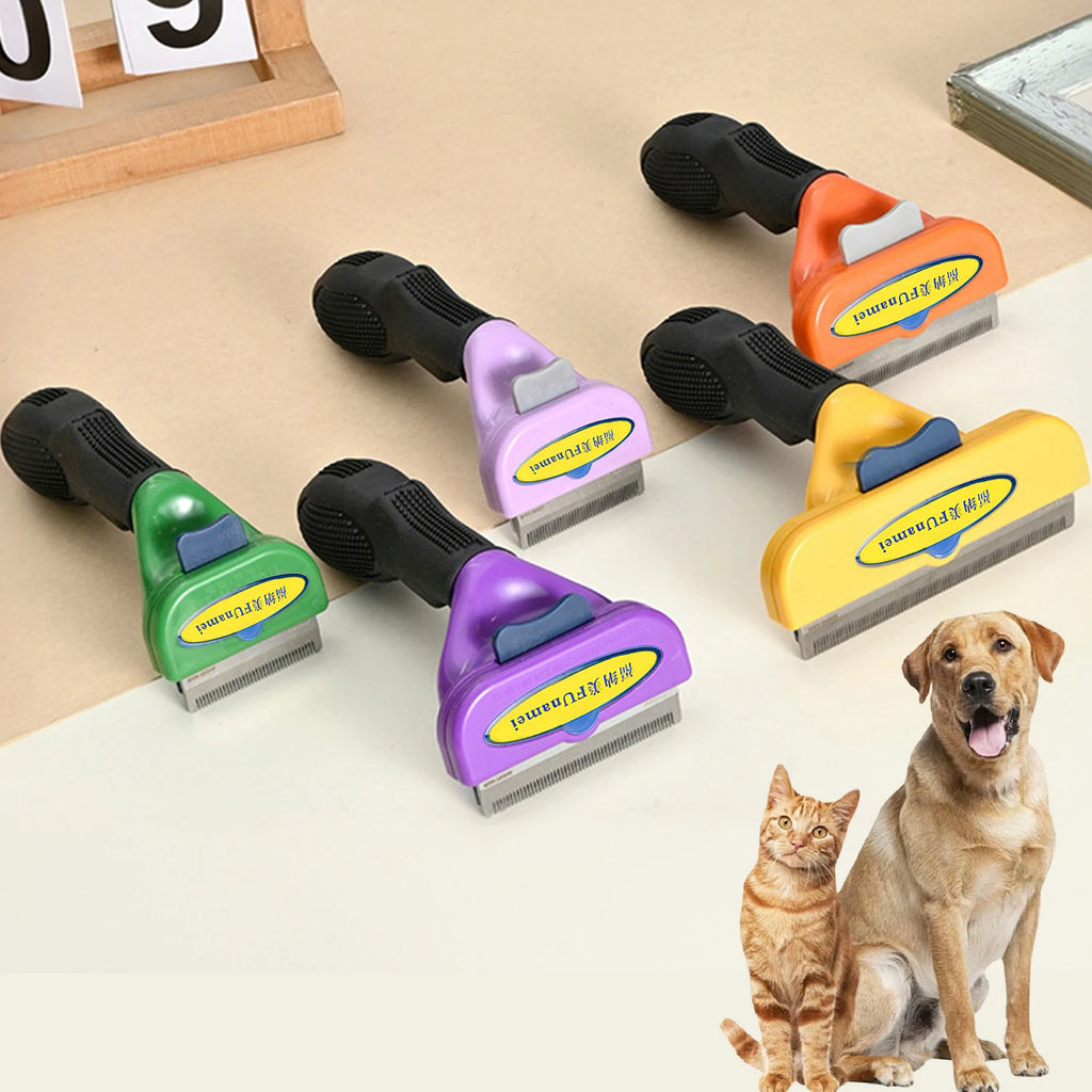 Dog & Cat Deshedding Grooming Brush | Undercoat Hair Remover Comb for Long & Short Hair