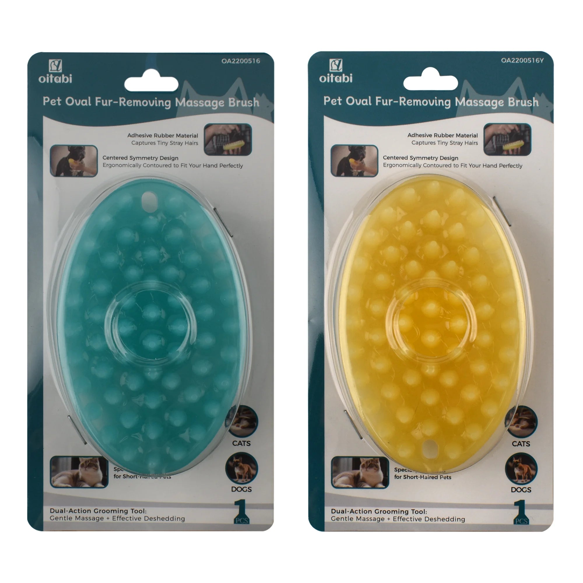 Oitabi Soft Rubber Pet Grooming Brush for Dogs & Cats – Bathing, Deshedding, Massage & Hair Removal Brush