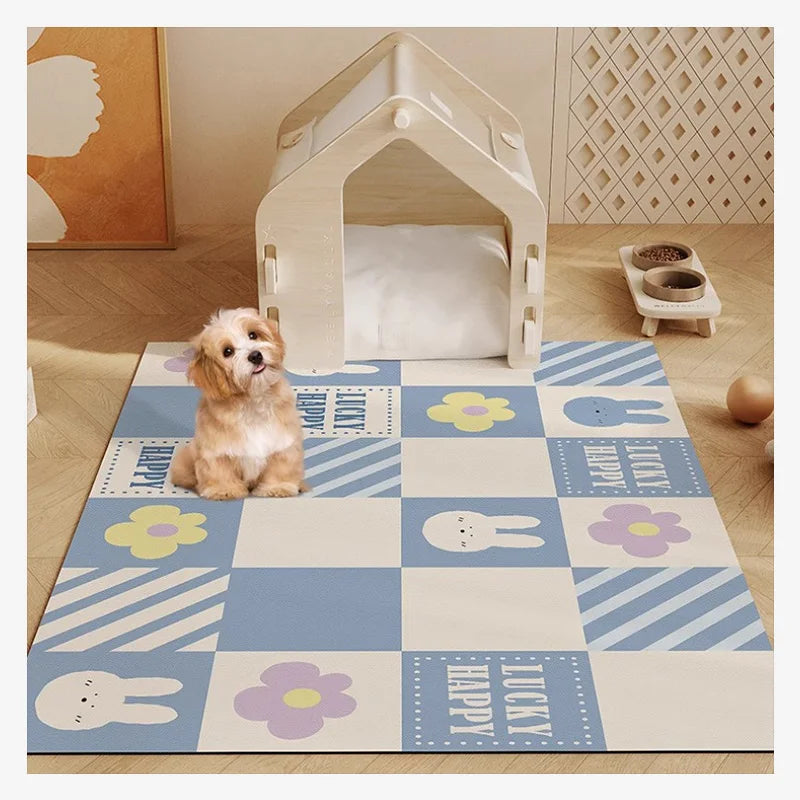 Cute Cartoon Waterproof Pet Floor Mat – PVC Anti-Scratch Dog & Cat Rug