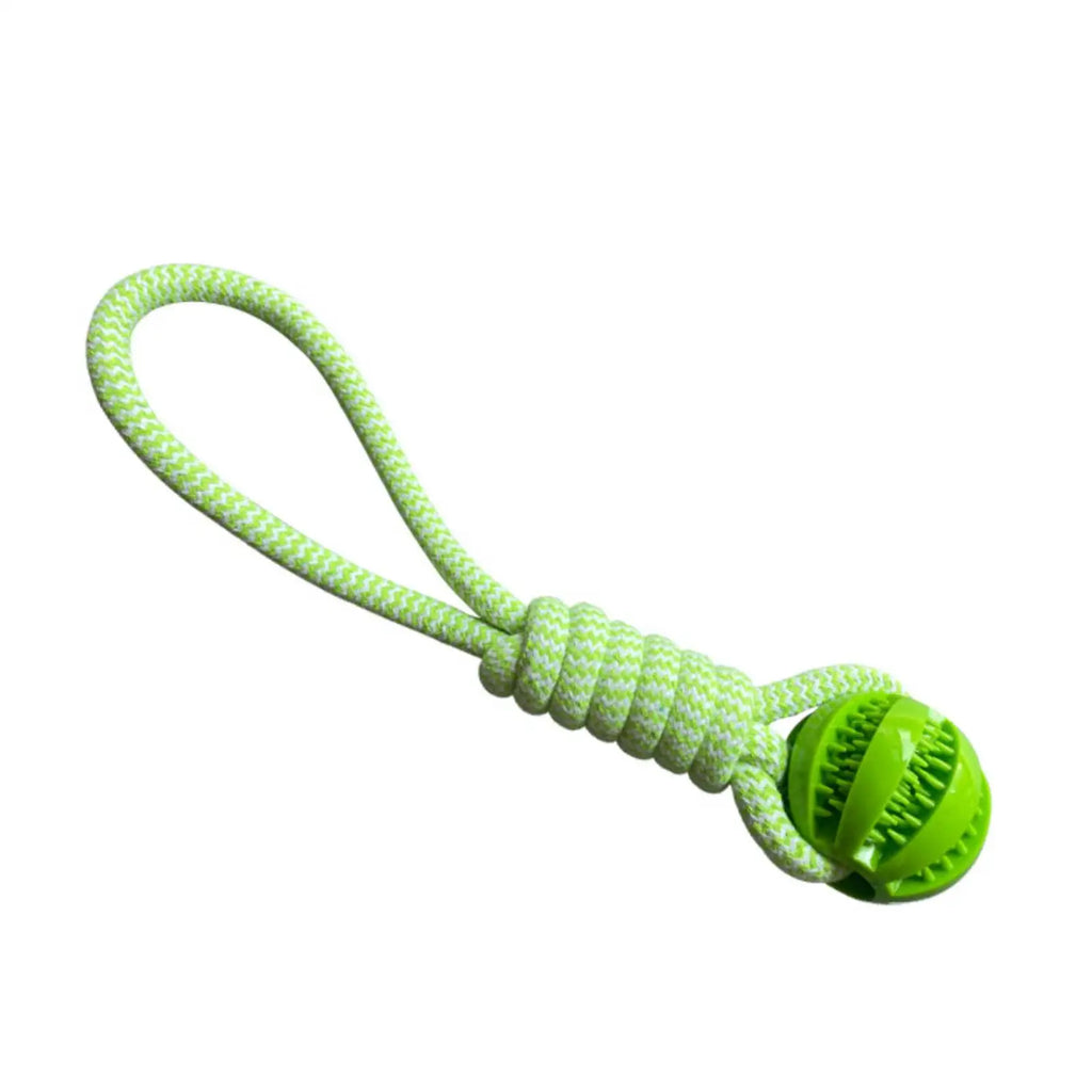 Interactive Cotton Rope Treat Ball Dog Toy – Bite Resistant Teeth Cleaning Training and Puzzle Feeding Toy