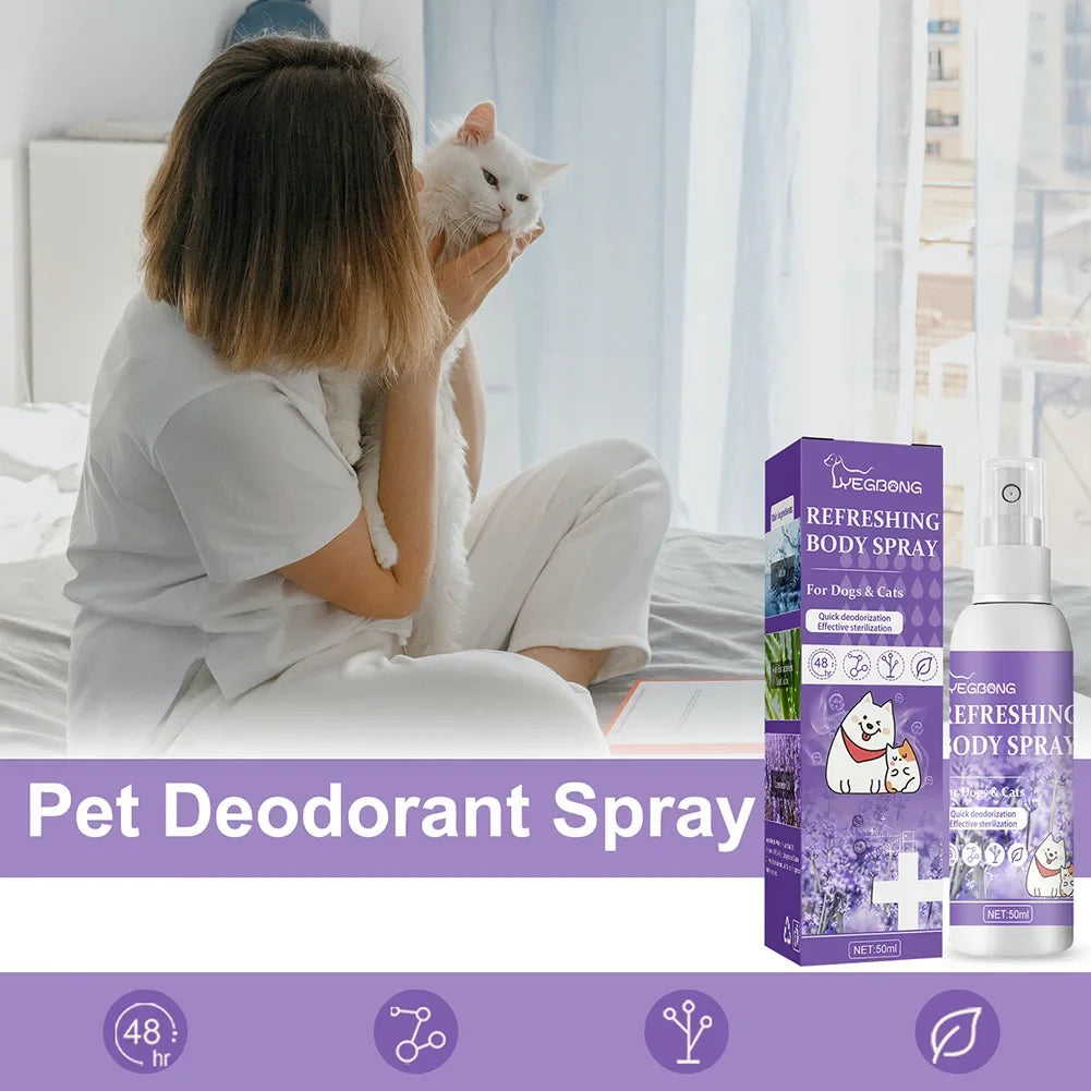 Lavender Pet Deodorizer Spray for Dogs and Cats – Long Lasting Odor Remover & Fresh Scent Perfume Spray 50ml