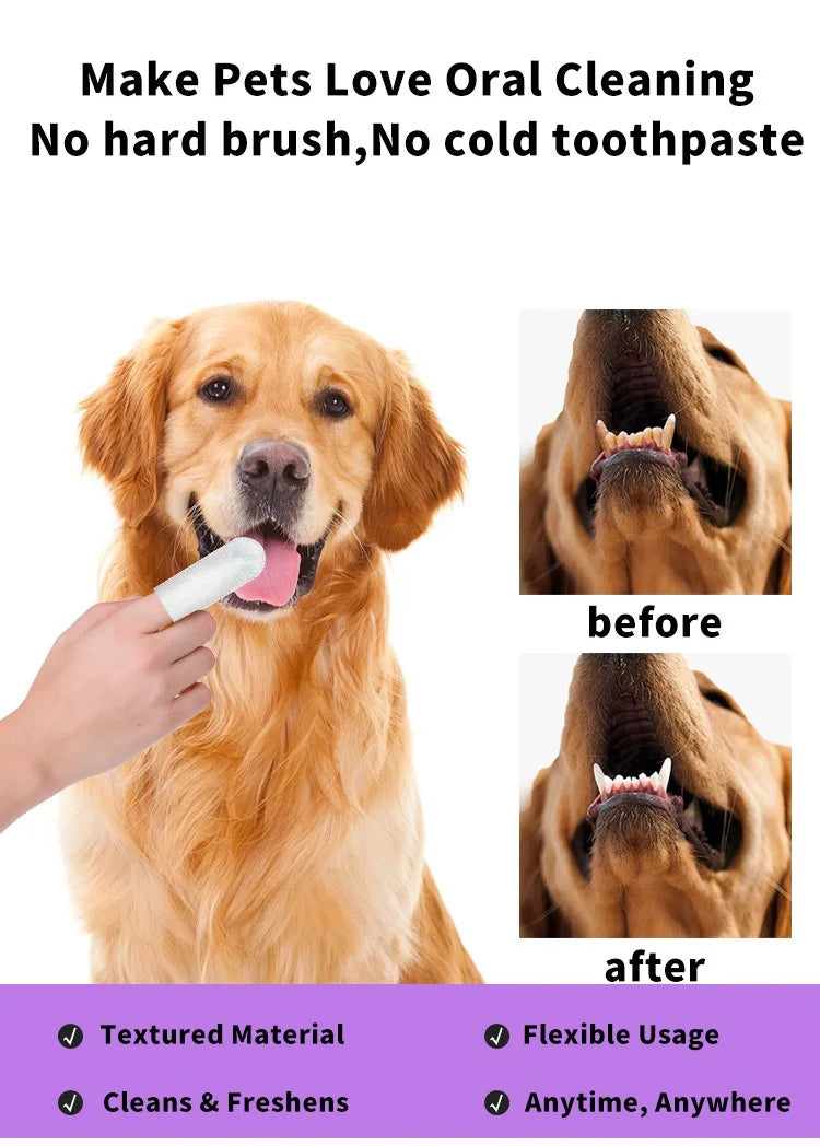 Disposable Pet Finger Toothbrush Wipes for Dogs cat Cats | Oral Teeth Cleaning Finger Covers