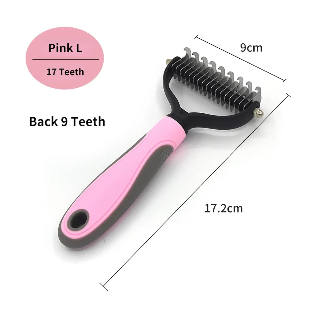 Professional Pet Deshedding Brush | Stainless Steel Dog & Cat Hair Remover Comb