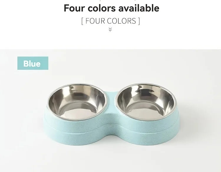 Double Stainless Steel Pet Bowls with Non-Slip Base (Food & Water)