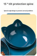 3-in-1 Tilted Cat Bowl Set with Gravity Water Feeder – Neck Protection Pet Feeding Station