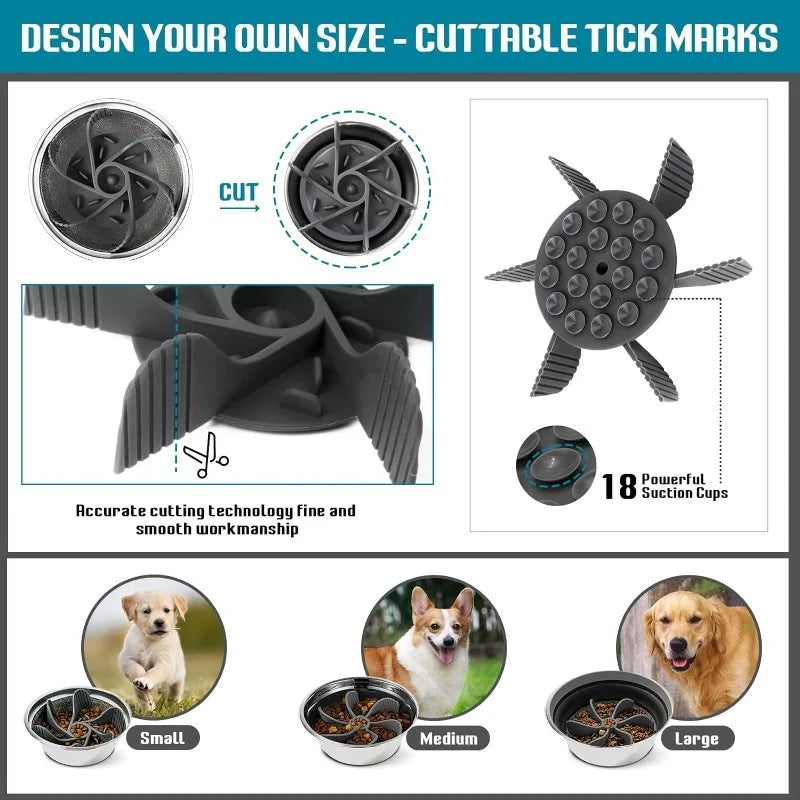 Silicone Slow Feeder Insert for Dog Bowl – Suction Cup Anti-Choking Feeding Aid