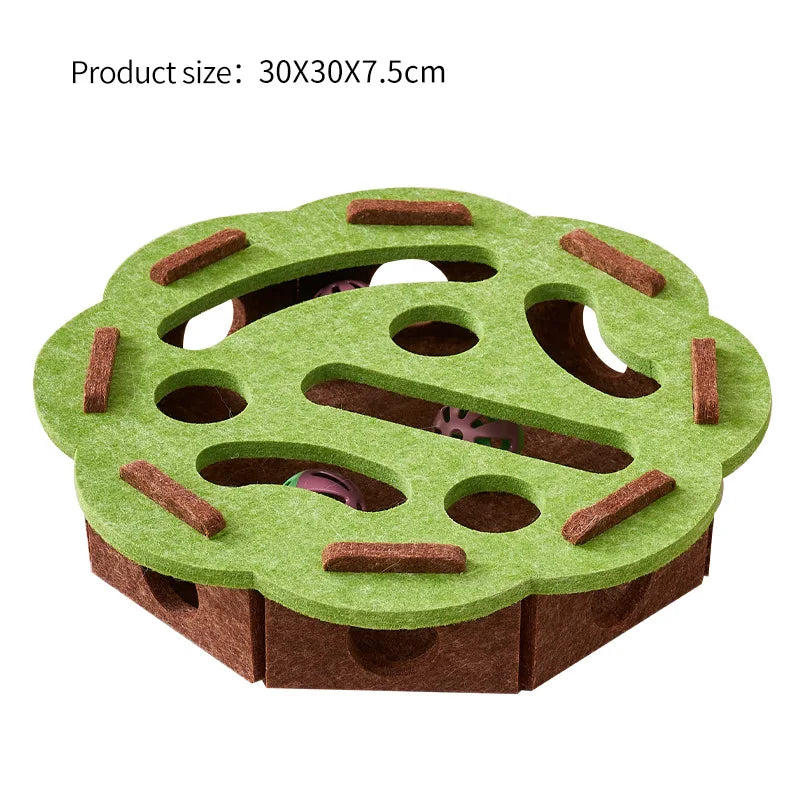 Interactive Cat Puzzle Toy – Felt Tunnel Maze Box with Bell Ball for Indoor Play