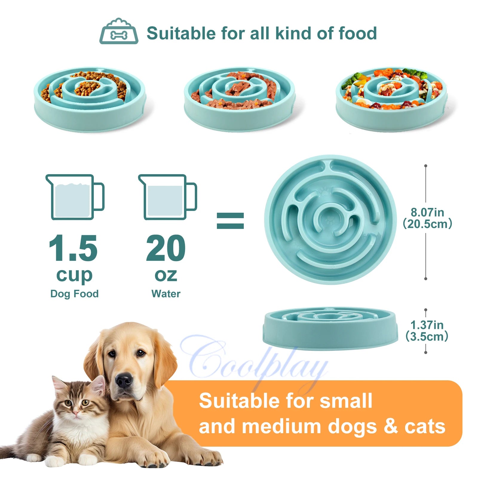 Slow Feeder Dog Bowl – Anti-Gulp Maze Design for Small, Medium & Large Dogs