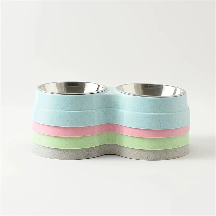 Double Stainless Steel Pet Bowls with Non-Slip Base (Food & Water)