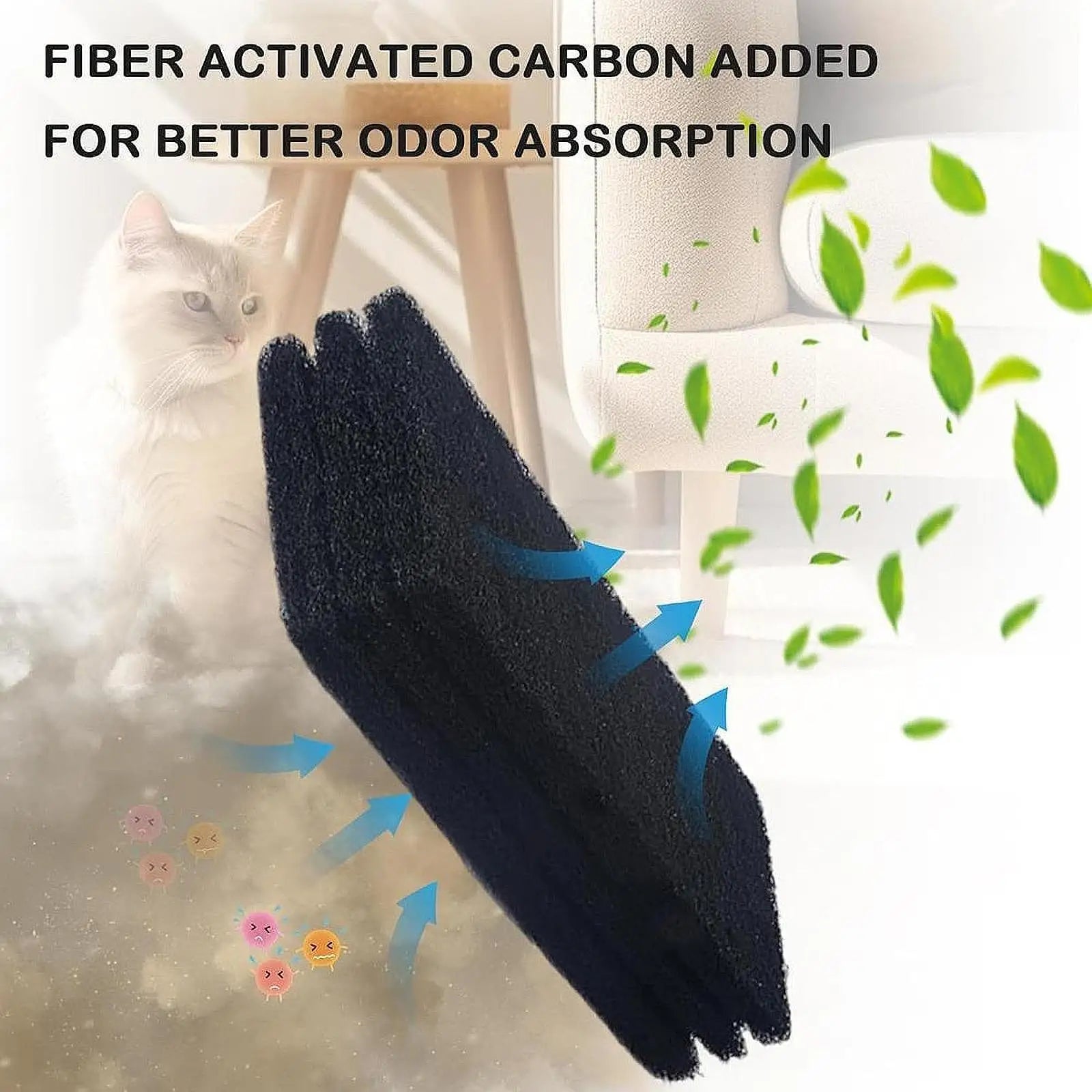 Kesoto 8PCS Cat Litter Box Replacement Filters – Highly Absorbent Carbon Odor Control Filters for Self-Cleaning and Hooded Litter Boxes
