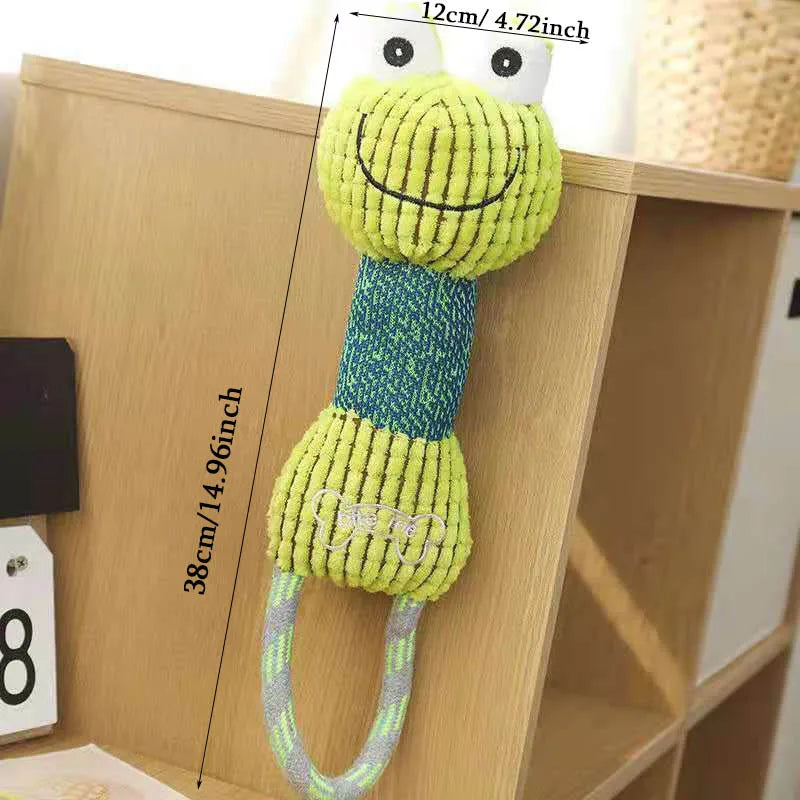 Animal Shape Corduroy Squeaky Dog Toy – Bite Resistant Plush Chew Toy for Small and Large Dogs