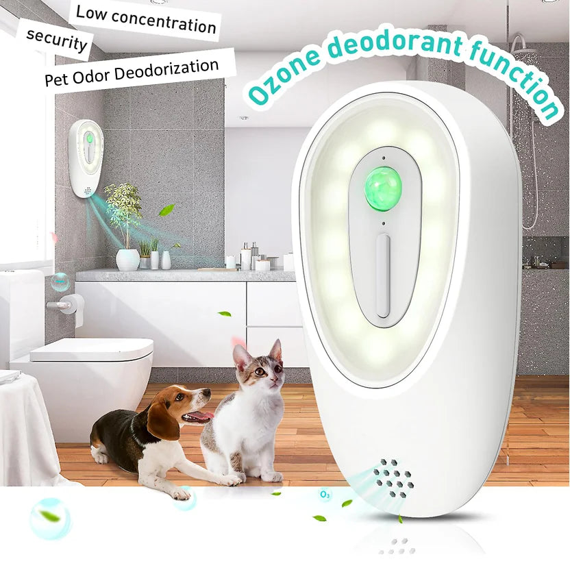 Smart Pet Odor Purifier for Cats & Dogs – Rechargeable Litter Box Deodorizer, Air Cleaner & Motion Sensor Freshener