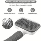 Pet Grooming Brush Self Cleaning Slicker Comb for Dogs Cats - Stainless Steel Needle Deshedding Tool Remove Floating Hair Knots