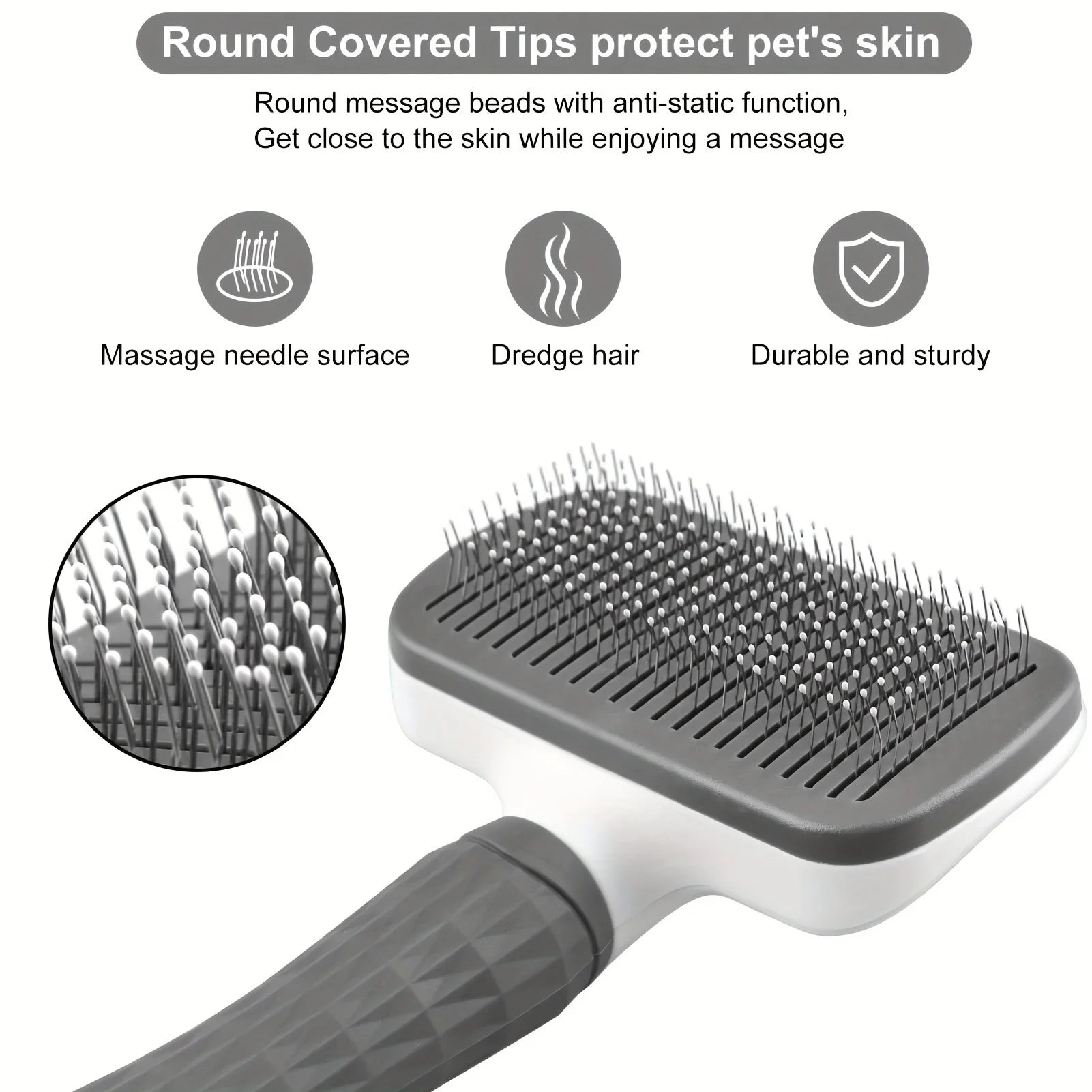 Pet Grooming Brush Self Cleaning Slicker Comb for Dogs Cats - Stainless Steel Needle Deshedding Tool Remove Floating Hair Knots